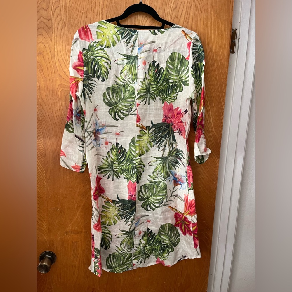 Allegra Masetti tropical print round neck midi dress L - Picture 8 of 9